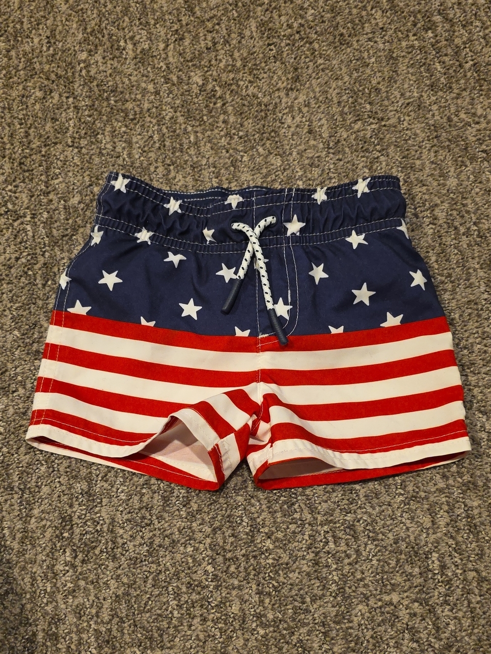Cat & Jack Navy, Red & White Star Striped Swim Shorts Size 12 Months